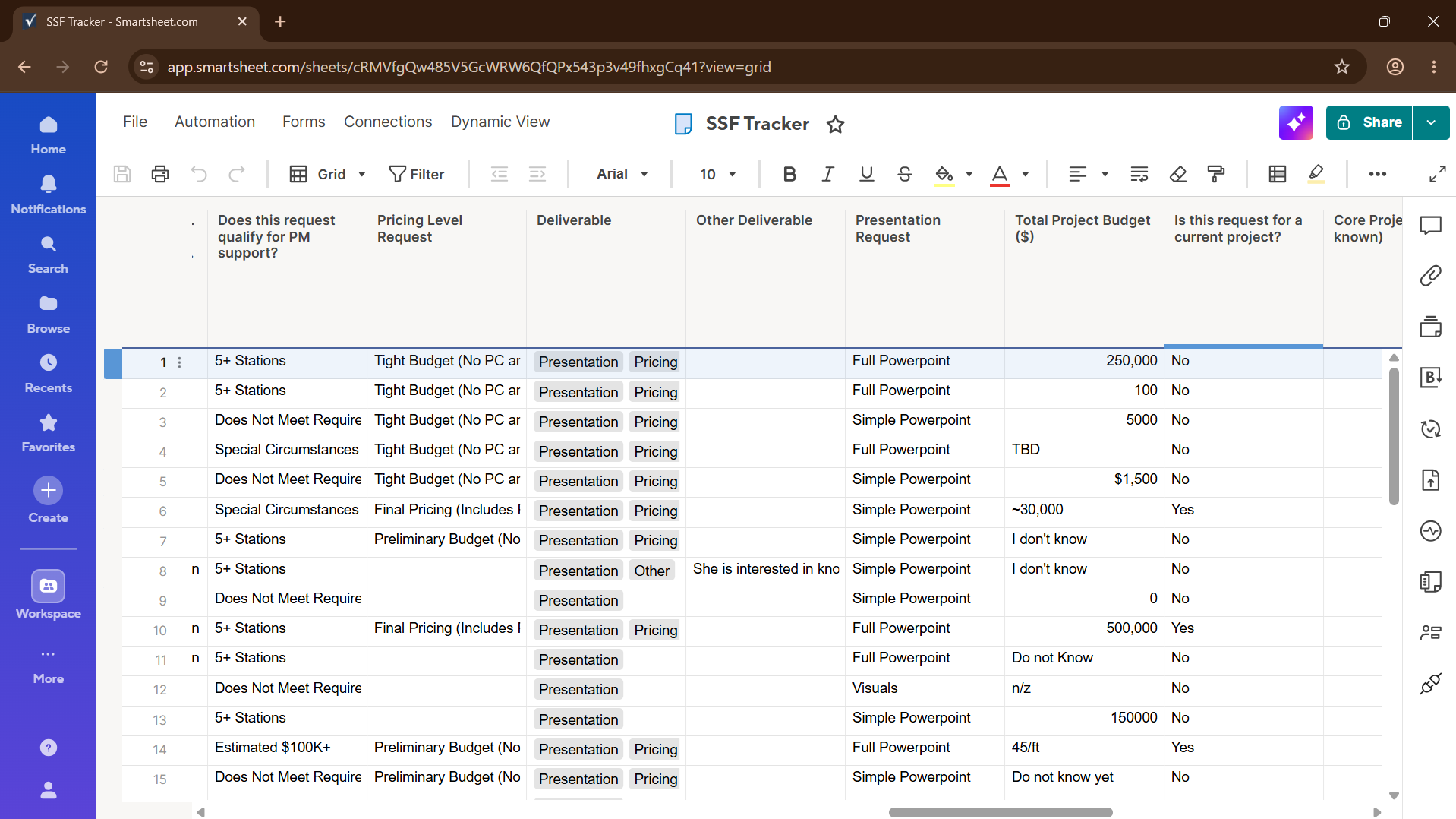 Smartsheet automation screenshot 1